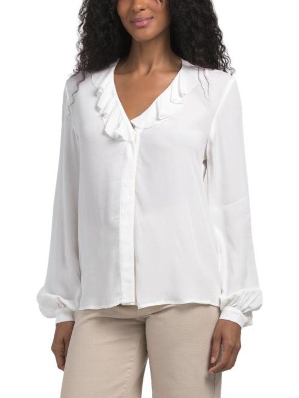 BROOKS BROTHERS Long Sleeve Ruffle Blouse